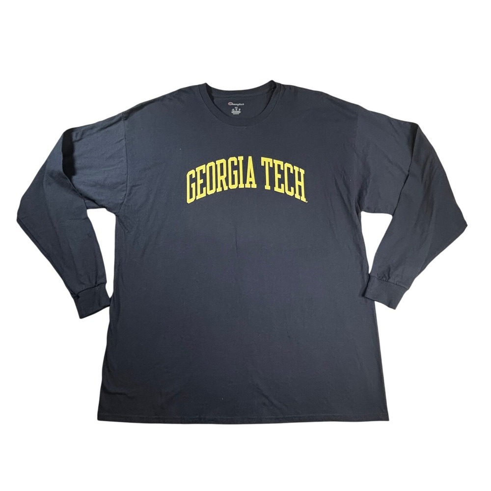 Champion Georgia Tech Yellow Jackets Long Sleeve T-Shirt Navy Blue 2XL NWT